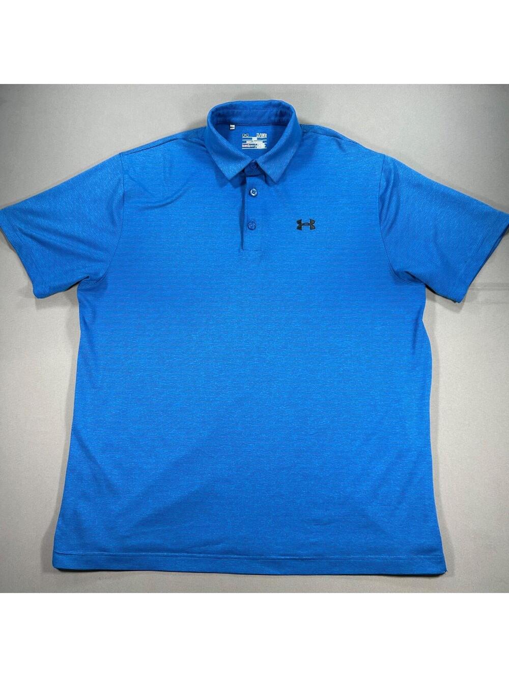 Under Armour HeatGear Men's Polo Shirt XL Loose Fit Short Sleeve Blue Solid